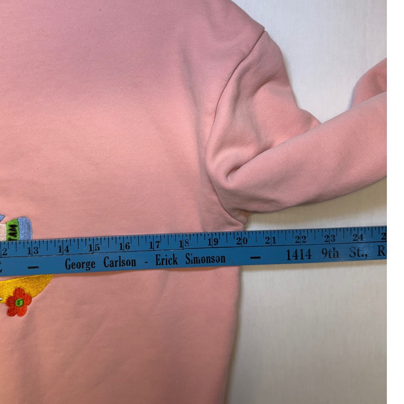 Kina & Tam Pink Embroidered Scooter Girl Organic Cotton Sweatshirt Small — image 4 of 8